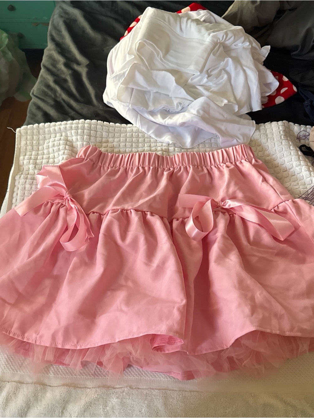 Pink Tulle Bow Mini Skirt
